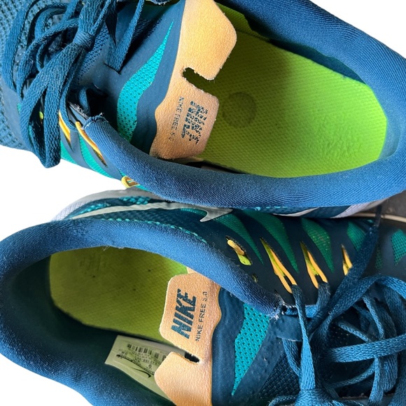 Nike Mens Free 5.0 642198-301 Blue Green Running Shoes Lace Up Low Top Size 10 - Picture 5 of 13
